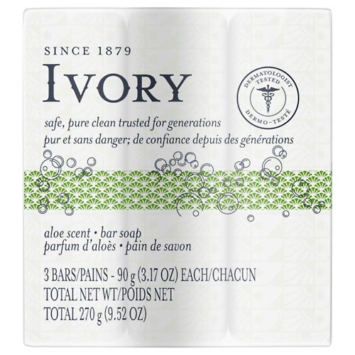 Image for Ivory Bar Soap, Aloe Scent,3ea from Briargrove Pharmacy & Gifts
