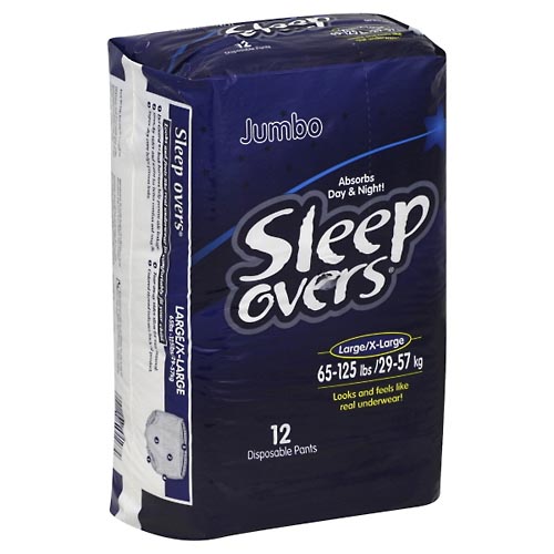 Image for Sleep Overs Disposable Pants, Large/X-Large (65-125 lbs), Jumbo,12ea from Briargrove Pharmacy & Gifts