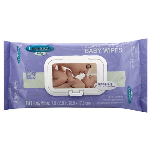 Image for Lansinoh Baby Wipes, Clean & Condition,80ea from Briargrove Pharmacy & Gifts