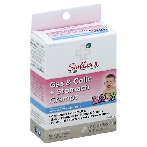 Image for Similasan Gas & Colic + Stomach Cramps, Quick Dissolving Tablets,135ea from Briargrove Pharmacy & Gifts