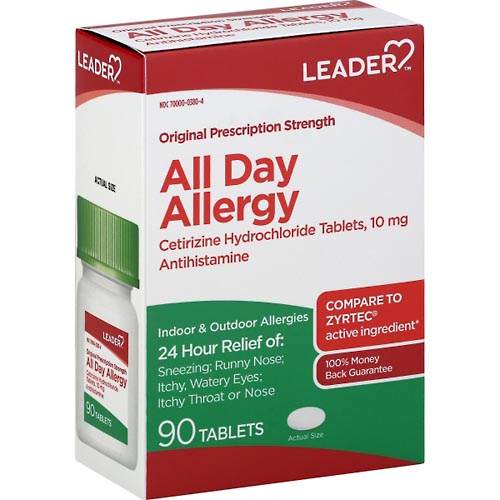 Image for Leader All Day Allergy Relief, 24 Hr,Original, Tablet,90ea from Briargrove Pharmacy & Gifts