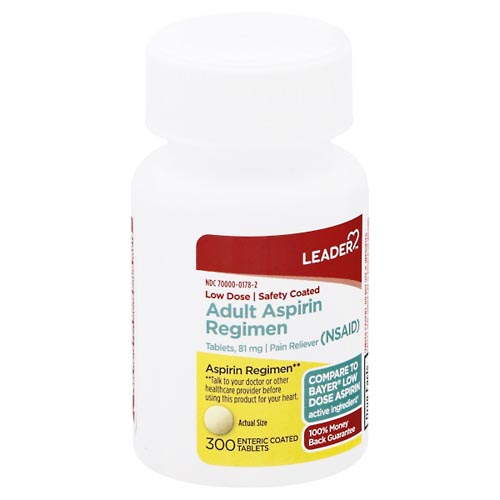 Image for Leader Aspirin Regimen, 81 mg, Enteric Coated Tablets, Adult,300ea from Briargrove Pharmacy & Gifts