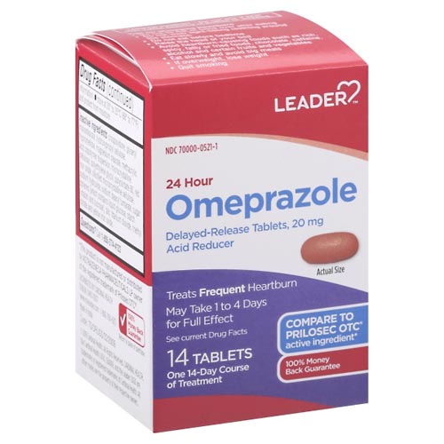Image for Leader Omeprazole, 24 Hour, 20 mg, Delayed-Release Tablets,14ea from Briargrove Pharmacy & Gifts