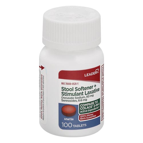 Image for Leader Stool Softener + Stimulant Laxative, Tablets,100ea from Briargrove Pharmacy & Gifts