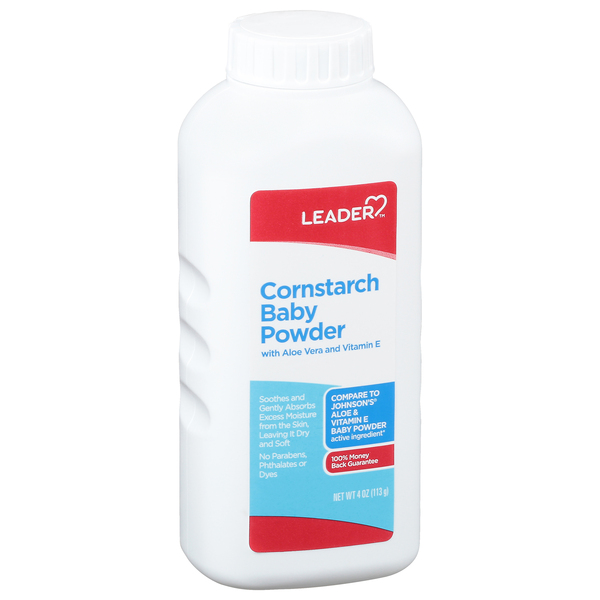 Image for Leader Cornstarch Baby Powder,4oz from Briargrove Pharmacy & Gifts