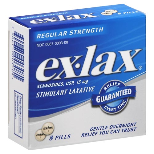Image for Ex Lax Stimulant Laxative, Regular Strength, 15 mg, Pills,8ea from Briargrove Pharmacy & Gifts