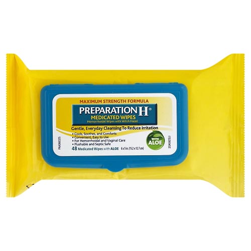 Image for Preparation H Medicated Wipes, with Aloe, Maximum Strength Formula,48ea from Briargrove Pharmacy & Gifts