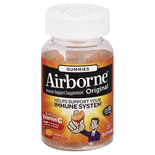 Image for Airborne Immune Support Supplement, Original, Gummies, Orange,21ea from Briargrove Pharmacy & Gifts